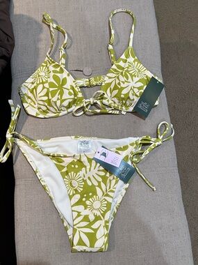 Target Wild Fable Green and White floral bikini bottoms